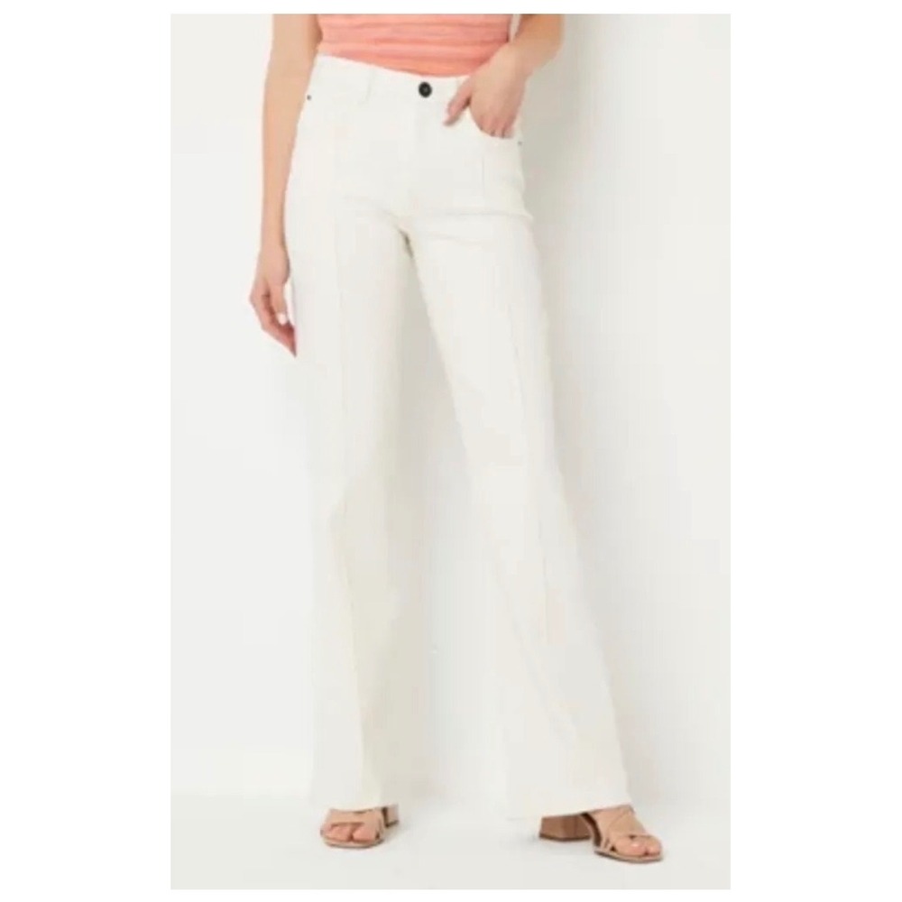 Ryegrass Womens High Waisted Flare Jeans Off White Cream Front Seam Size 12